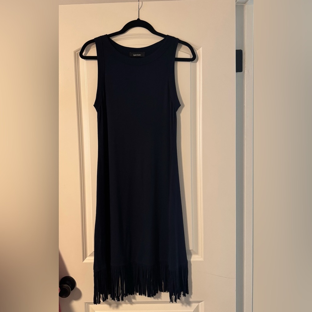 Navy Blue Karen Kane Sleeveless Dress with Fringe